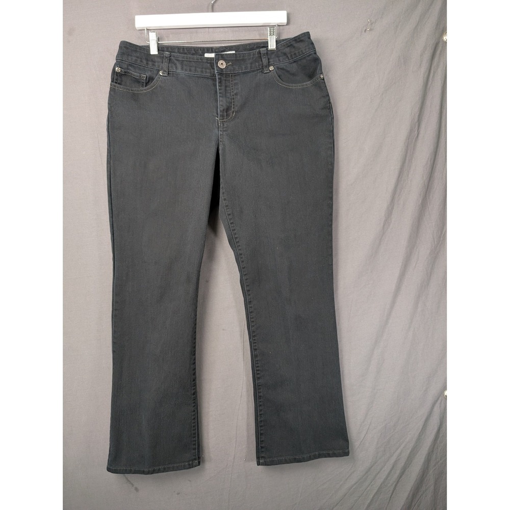 Chico's Platinum Denim Womens Size 2 Regular Gray‎ Straight Leg Jeans